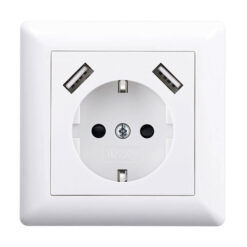 NP Innfelt Enkel Stikkontakt Jord USB A 2,8A Hvit