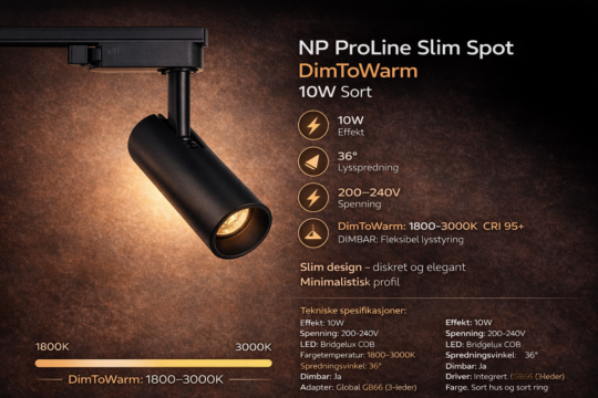 NP Proline Slim Spot DimToWarm 10W Sort