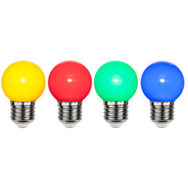 Decoration Krone E27 1W 4-pk Gul/Rød/Blå/Grønn