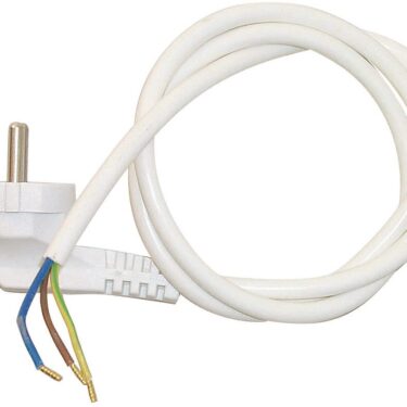 Malmbergs nettkabel 5m 3G1,0 mm² hvit – jordet støpsel H05VV-F