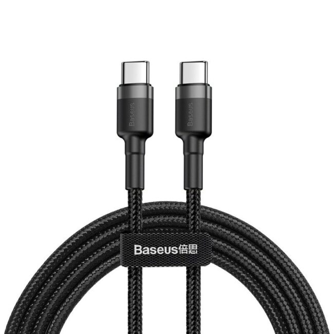 Baseus Cafule USB-C til USB-C-kabel 1m Flettet Sort/Grå