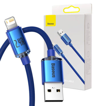 Baseus Crystal Shine USB til Lightning 2.4A 2m Blå