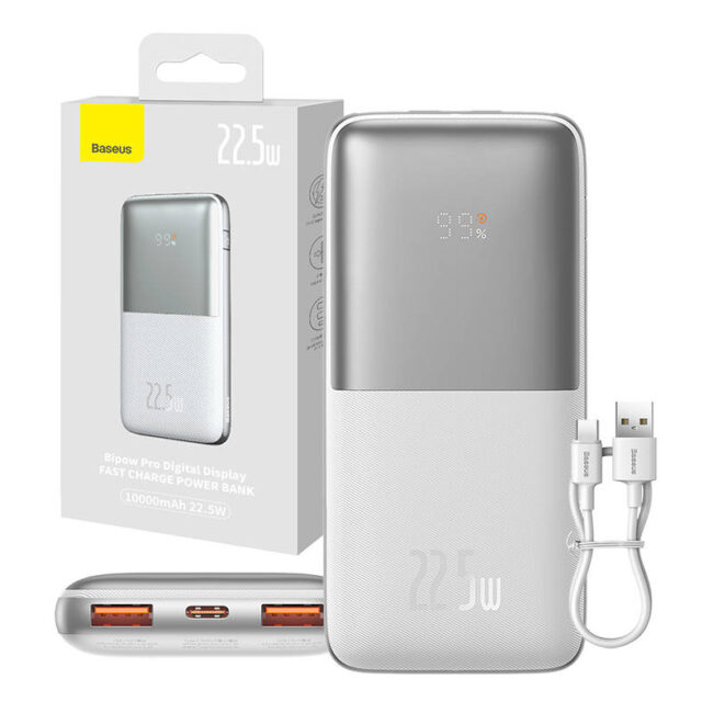 Baseus Bipow Pro 10000mAh Powerbank 2xUSB USB-C 22.5W Hvit