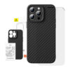 Baseus syntetisk fiber Deksel iPhone 15 Pro + herdet glass