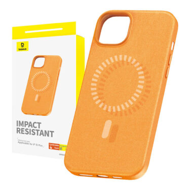 Baseus Magnetisk Deksel for iPhone 15 Plus Fauxther Oransje