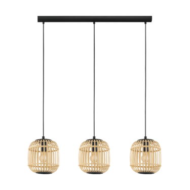 Bordesley Pendel E27 3x28W Sort/Natur