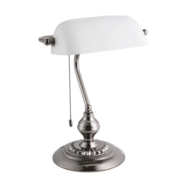 MS Banker Bordlampe E27 Sort Krom/Hvit