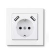 NP Innfelt Enkel Stikkontakt 2 x USB A Hvit Jord