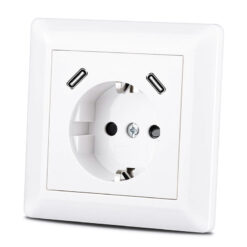 NP Innfelt Enkel Stikkontakt Jord USB C Hvit