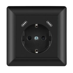 NP Innfelt Enkel Stikkontakt 2 x USB C Sort Jord