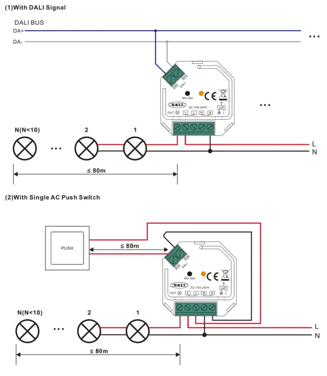 Universaldimmer DALI / Pushdim 1x200W LED SR-2303SAC-HP