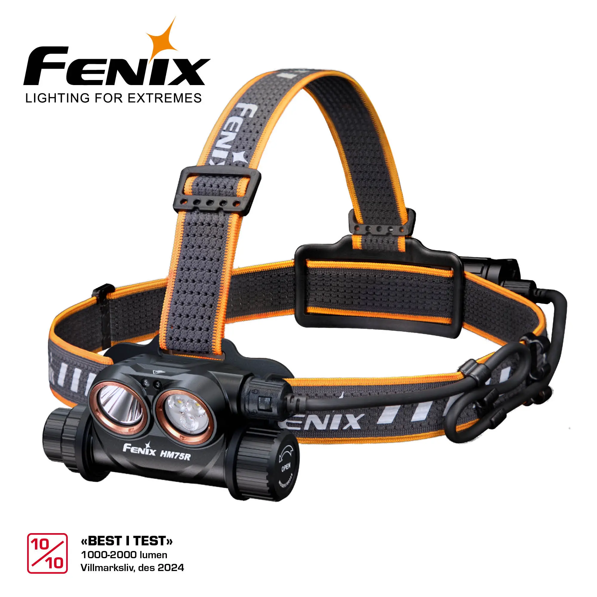 Fenix Hodelykt HM75R 1600LM 2Bat Hvit/Rødt lys