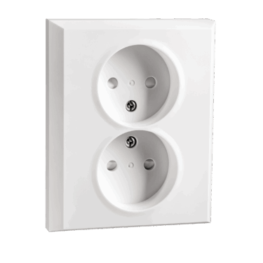 SG Dobbel Stikkontakt Innfelt uten Jord Hvit