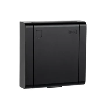 SG Enkel Stikkontakt Innfelt med Jord IP44 Sort