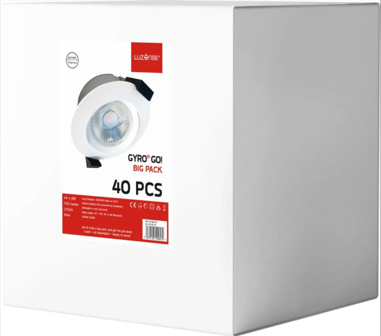 Unilamp Gyro Eco 8W 720lm 2700K IP44 Hvit (40-pack)