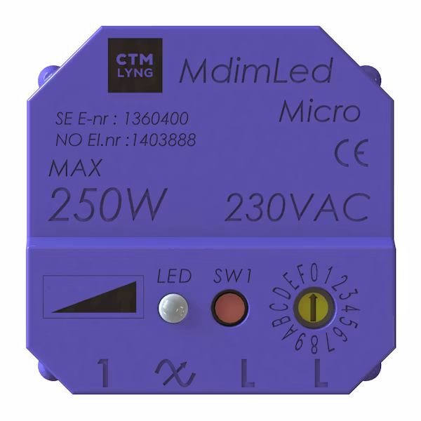 CTM Lyng MDimLed Micro Dimmer 3–250W Innfelt LED-dimmer