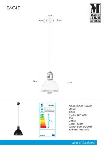 EAGLE-Pendant-1L-22cm-Black-4
