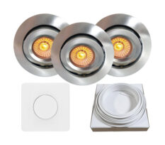 NP Eco Børstet Stål 8W 2700K Downlightpakke 12-Pakk