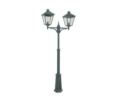 London 492 BIG Lyktestolpe m/2 Lyktehode Høyde 191-279 cm Sort
