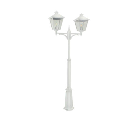 London 492 BIG Lyktestolpe m/2 Lyktehode Høyde 191-279 cm Hvit