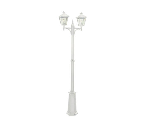 London 482 Lyktestolpe m/2 Lyktehode Høyde 185-275 cm Hvit