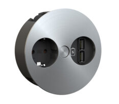 Twist 1 Stikkontakt 2xUSB nedfellbar Rustfritt Stål IP21