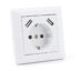INNFELT STIKKONTAKT M/JORD + DOBBEL USB 2,8A HVIT