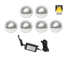 NP LED Trappelys Rund 6*0,4W IP65 Grå Dimbar Komplett set