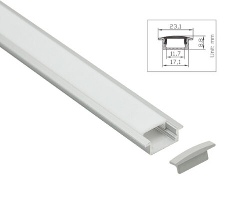 Knight 12 Lav Aluprofil Innfelt/utenpåliggende 1m