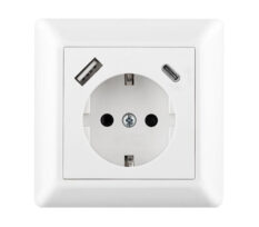 NP Innfelt Enkel Stikkontakt Jord USB A + C Hvit
