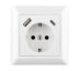 NP Innfelt Enkel Stikkontakt Jord USB A + C Hvit