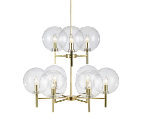Marksløjd Crown Takpendel E14 Børstet Messing/Klart Glass