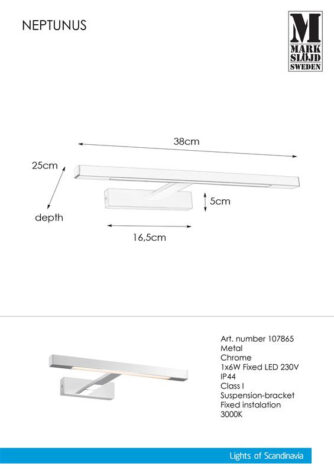 Neptunus Vegglampe 6W LED IP44 Krom 3