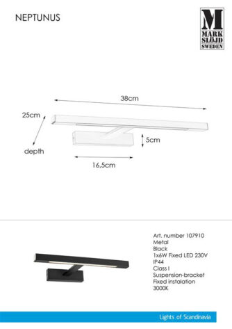 Neptunus Vegglampe 9W LED 3