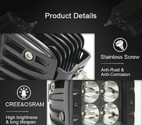 Nordic Firkant Spot Fjernlys 40W LED Sort 2