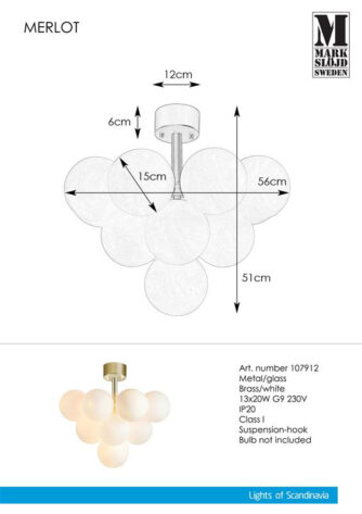 MERLOT Plafond 13L Brass White 3