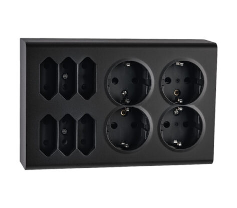 SG Stikkontakt Påvegg 4+6 Euro m/Jord Sort