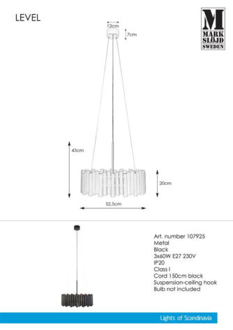 Level Taklampe 1L Sort 5