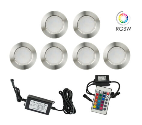 NP LED Trappelys Rund 6*0,5W RGBW IP67 Dimbar Komplett set