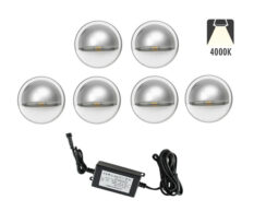 NP Trappebelysning LED 12 X 0,4W Kaldhvit IP65 Grå