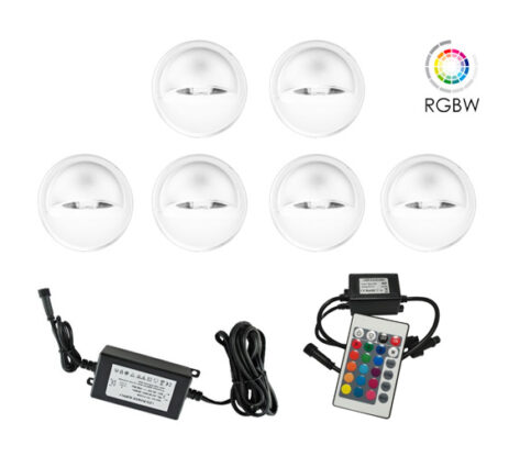 NP Trappebelysning LED 6 X 0,4W RGBW IP65 Hvit