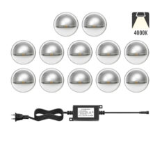 NP Trappebelysning LED 12 X 0,4W Kaldhvit IP65 Grå
