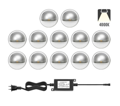 NP Trappebelysning LED 12 X 0,4W Kaldhvit IP65 Grå