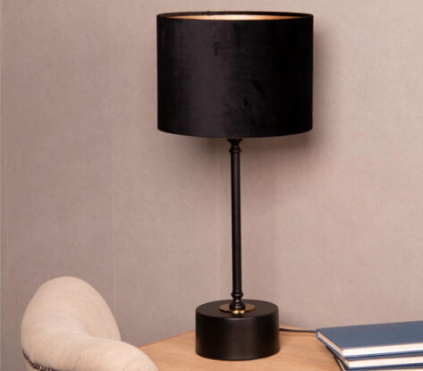 Merida stor bordlampe med velour skjerm 4