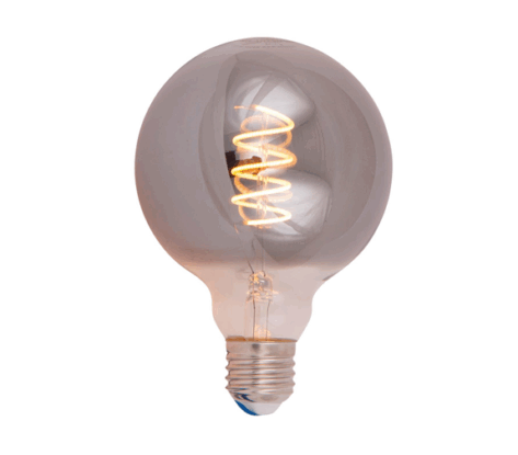 Globe Spiral LED Lyspære 95mm E27 4W 2200K Dimbar Røktonet Glass