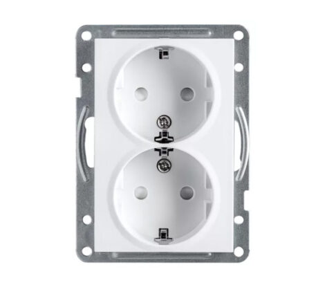 SG Stikkontakt Innfelt Dobbel m/Jord 1.5 S Hvit