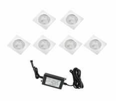 NP Terrassebelysning A2 6 X 0,6W Varmhvit Firkant IP67 Dimbar