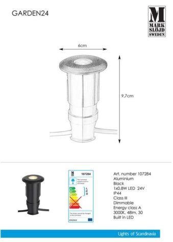 Garden 24 Decklight 0,8W 60mm Sort