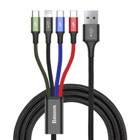 Baseus Fast 4-i-1 USB-kabel for Lightning + Micro + 2x USB-C 3.5A 1.2m