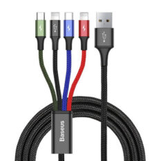 Baseus Fast 4i1 1xUSB-C 2x Lightning 1xMicro 3.5A 1.2m Sort